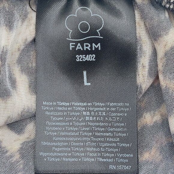 Farm Rio Natural Skin Cream Jersey Blouse Women's Large Animal Print Ruched Top - Picture 7 of 10